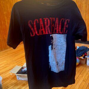 Scarface Movie Tee Black and Red Short Sleeve Tee for Casual Comfort